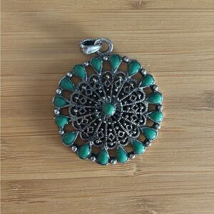 Vintage Southwestern Pendant - Turquoise and Silver